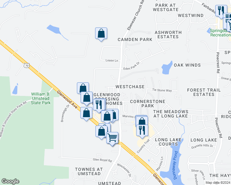 map of restaurants, bars, coffee shops, grocery stores, and more near 8330 Pilots View Drive in Raleigh