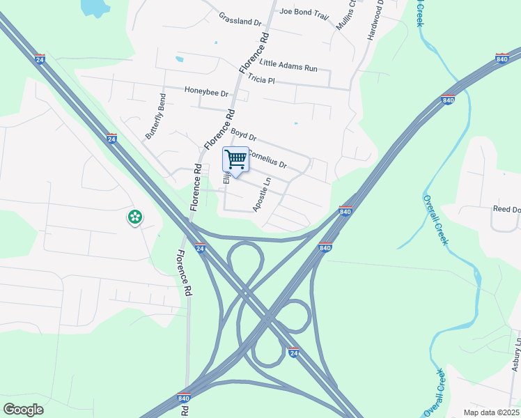 map of restaurants, bars, coffee shops, grocery stores, and more near 2710 Apostle Lane in Murfreesboro