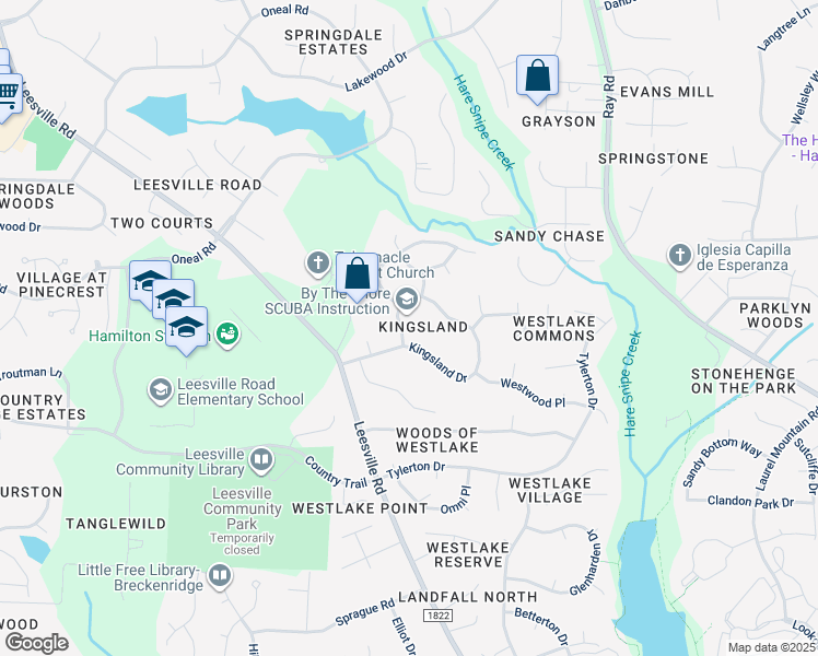 map of restaurants, bars, coffee shops, grocery stores, and more near 7904 Kingsland Drive in Raleigh
