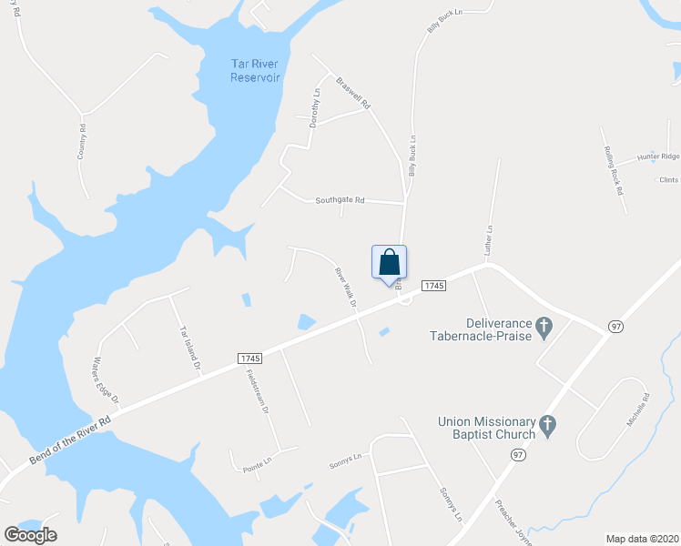 map of restaurants, bars, coffee shops, grocery stores, and more near 6449 River Walk Drive in Rocky Mount