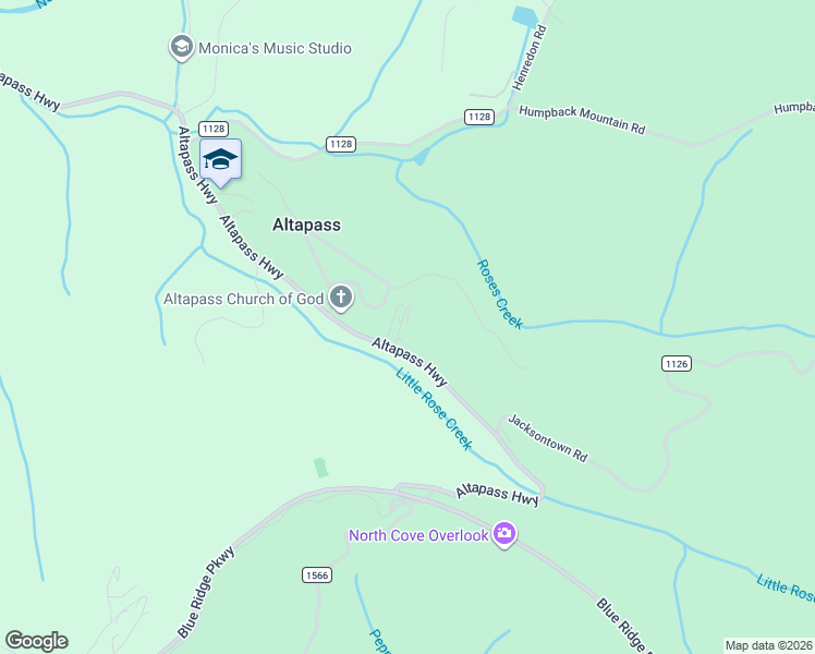 map of restaurants, bars, coffee shops, grocery stores, and more near 76 Robinson Road in Spruce Pine
