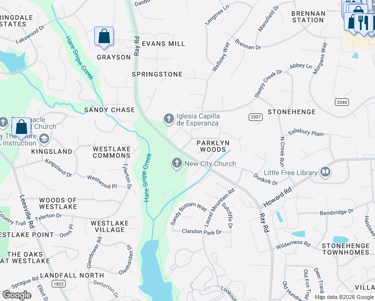 map of restaurants, bars, coffee shops, grocery stores, and more near 8000 Ray Road in Raleigh