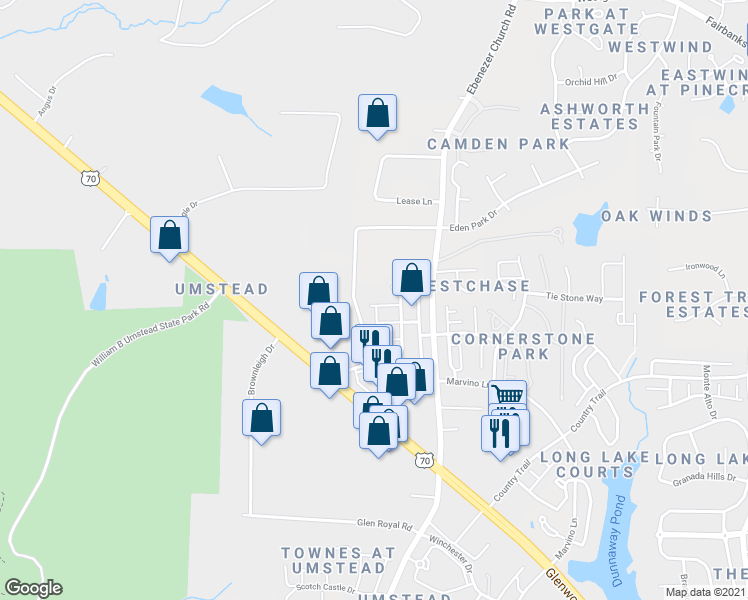 map of restaurants, bars, coffee shops, grocery stores, and more near 8629 Barefoot Industrial Road in Raleigh