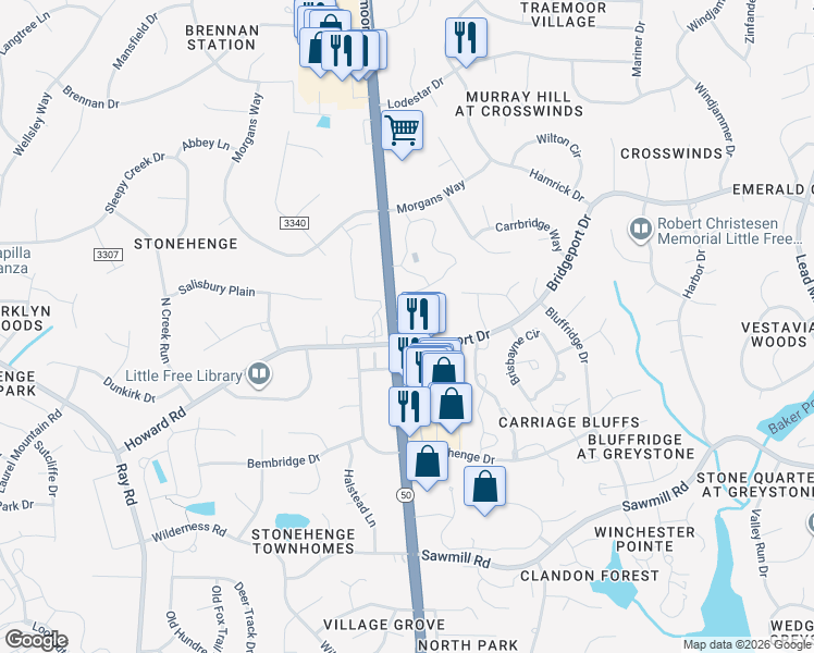 map of restaurants, bars, coffee shops, grocery stores, and more near 7600 Creedmoor Rd in Raleigh
