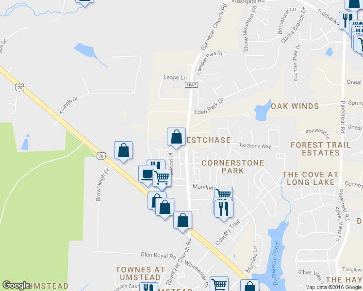map of restaurants, bars, coffee shops, grocery stores, and more near 8320 Ebenezer Church Road in Raleigh