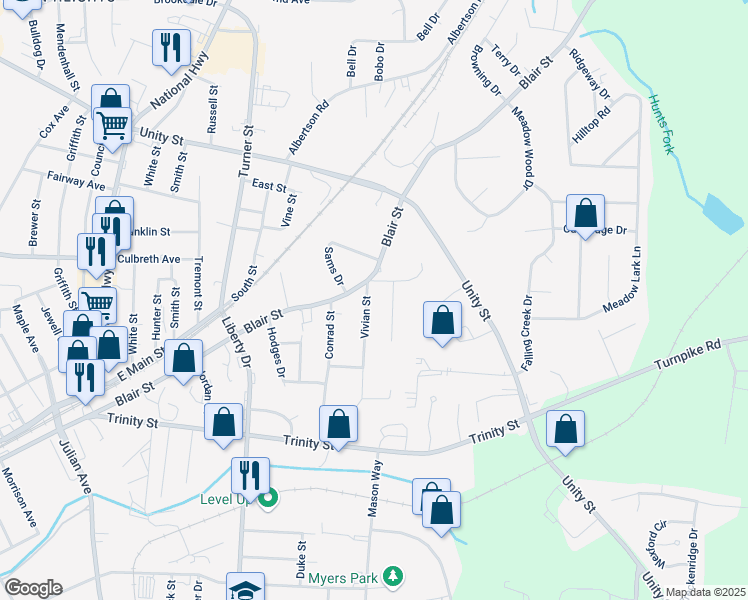 map of restaurants, bars, coffee shops, grocery stores, and more near 3 Vivian Street in Thomasville