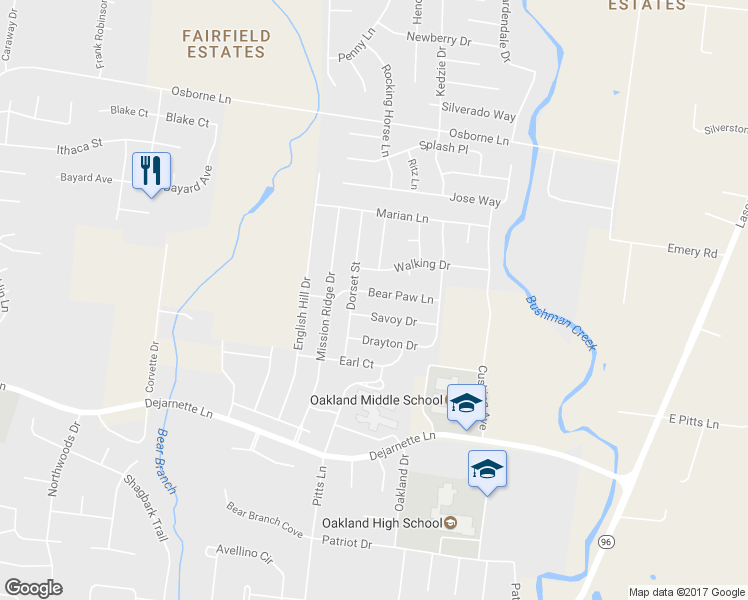 map of restaurants, bars, coffee shops, grocery stores, and more near 1726 Bear Paw Lane in Murfreesboro