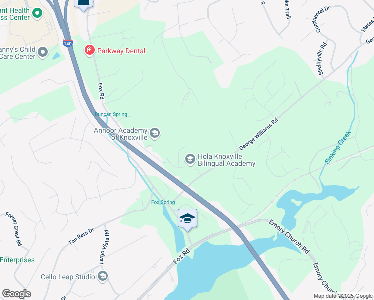map of restaurants, bars, coffee shops, grocery stores, and more near 708 Dawson Creek Lane in Knoxville