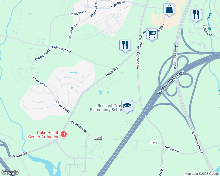 map of restaurants, bars, coffee shops, grocery stores, and more near 2206 Tulip Bloom Lane in Morrisville