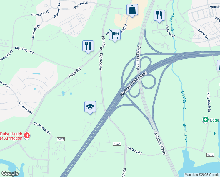 map of restaurants, bars, coffee shops, grocery stores, and more near 3700 Pleasant Grove Church Road in Morrisville