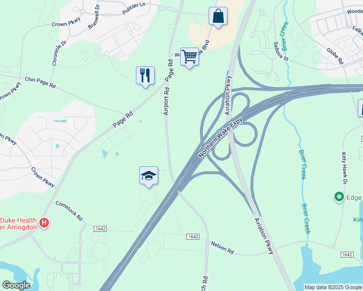 map of restaurants, bars, coffee shops, grocery stores, and more near 3700 Pleasant Grove Church Road in Morrisville