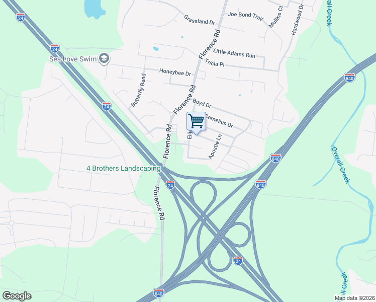 map of restaurants, bars, coffee shops, grocery stores, and more near 2625 Elijah Drive in Murfreesboro