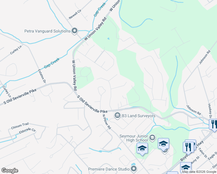 map of restaurants, bars, coffee shops, grocery stores, and more near 735 Clydesdale Avenue in Seymour