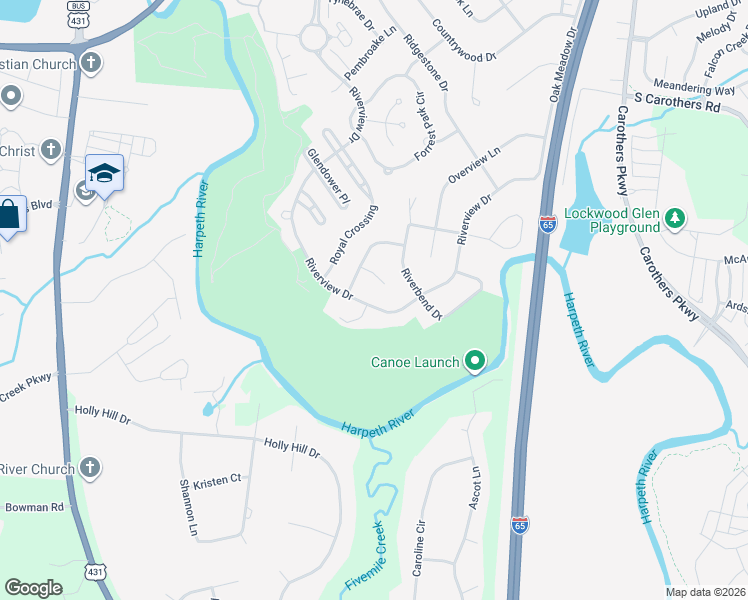 map of restaurants, bars, coffee shops, grocery stores, and more near 723 Riverview Drive in Franklin