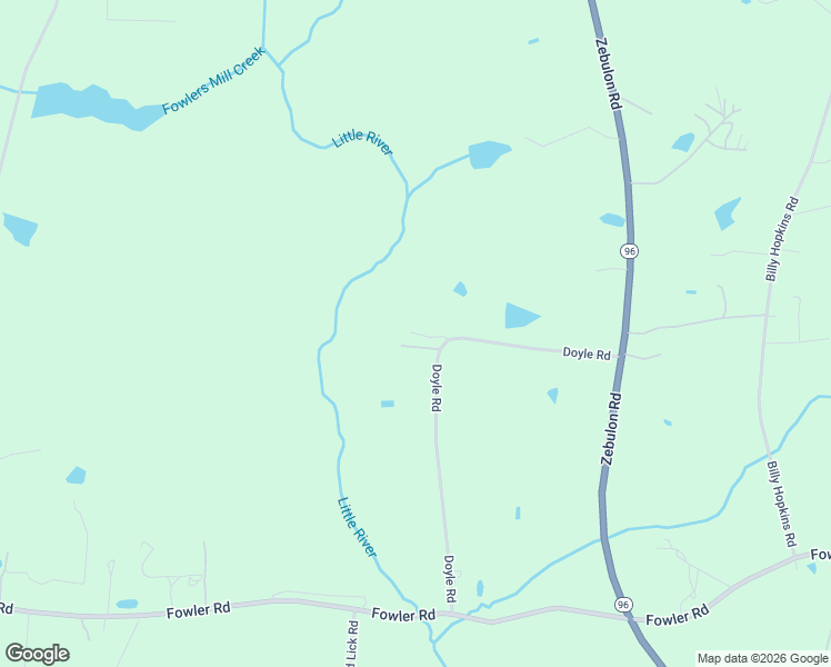 map of restaurants, bars, coffee shops, grocery stores, and more near 3725 Doyle Road in Zebulon