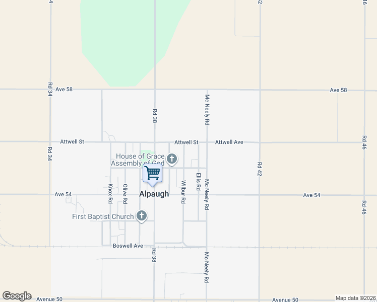 map of restaurants, bars, coffee shops, grocery stores, and more near 5551 Ellis Road in Alpaugh