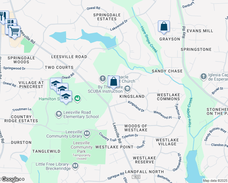 map of restaurants, bars, coffee shops, grocery stores, and more near 8300 Leesville Road in Raleigh