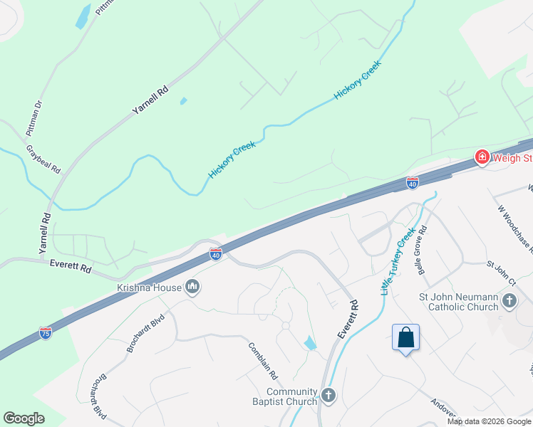 map of restaurants, bars, coffee shops, grocery stores, and more near 740 Everett Road in Knoxville