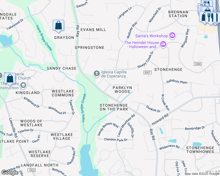 map of restaurants, bars, coffee shops, grocery stores, and more near 8001 Broad Street in Raleigh