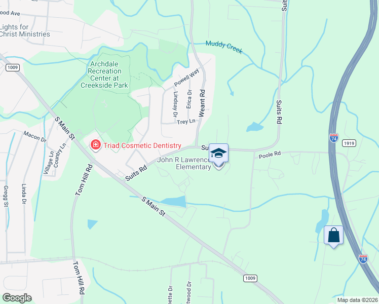 map of restaurants, bars, coffee shops, grocery stores, and more near 5891 State Road 1917 in High Point