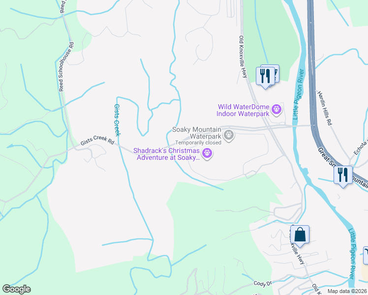 map of restaurants, bars, coffee shops, grocery stores, and more near in Sevierville