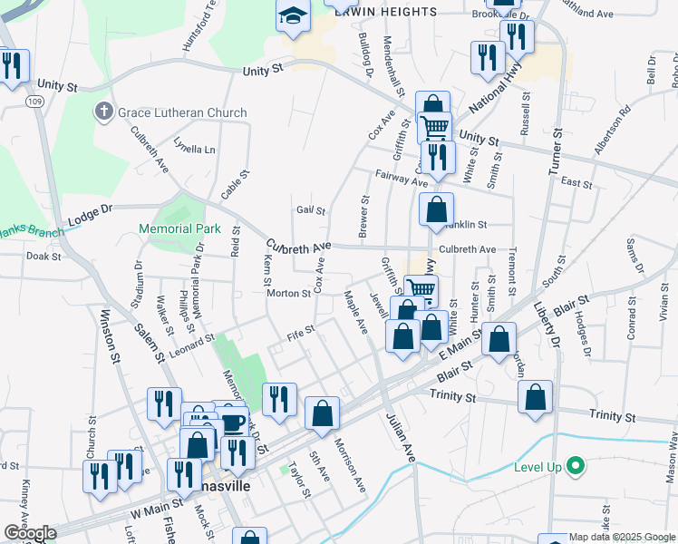 map of restaurants, bars, coffee shops, grocery stores, and more near 700 Burgin Street in Thomasville