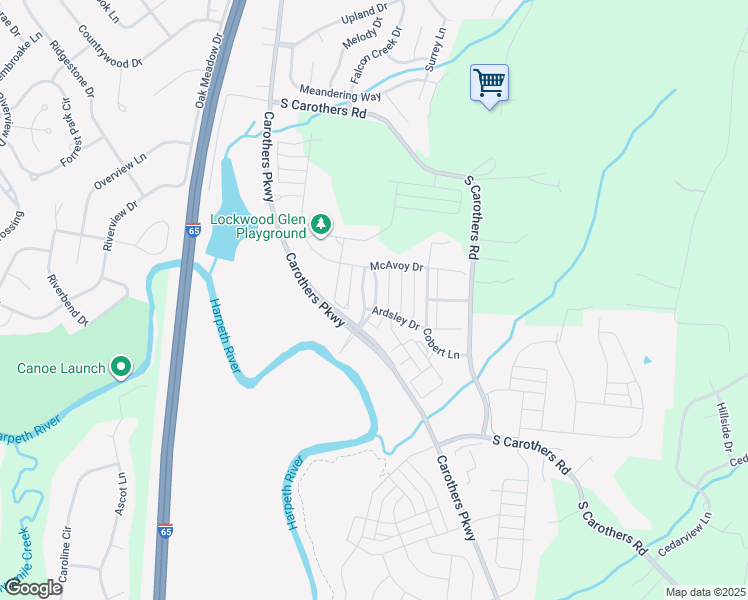 map of restaurants, bars, coffee shops, grocery stores, and more near 1001 Archdale Dr in Franklin