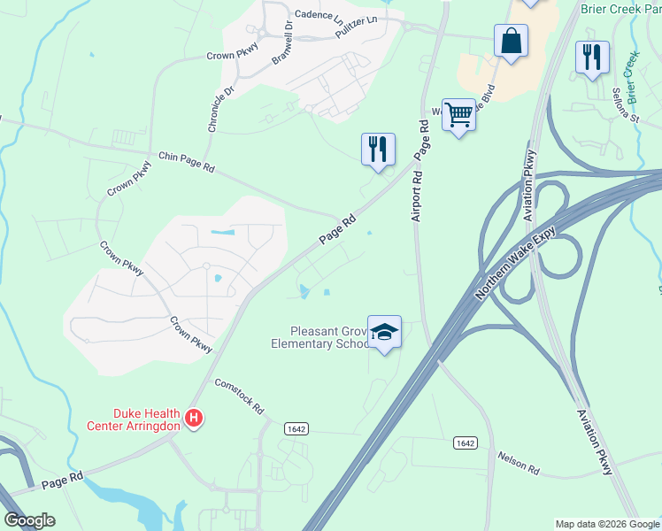 map of restaurants, bars, coffee shops, grocery stores, and more near 2206 Tulip Bloom Lane in Morrisville
