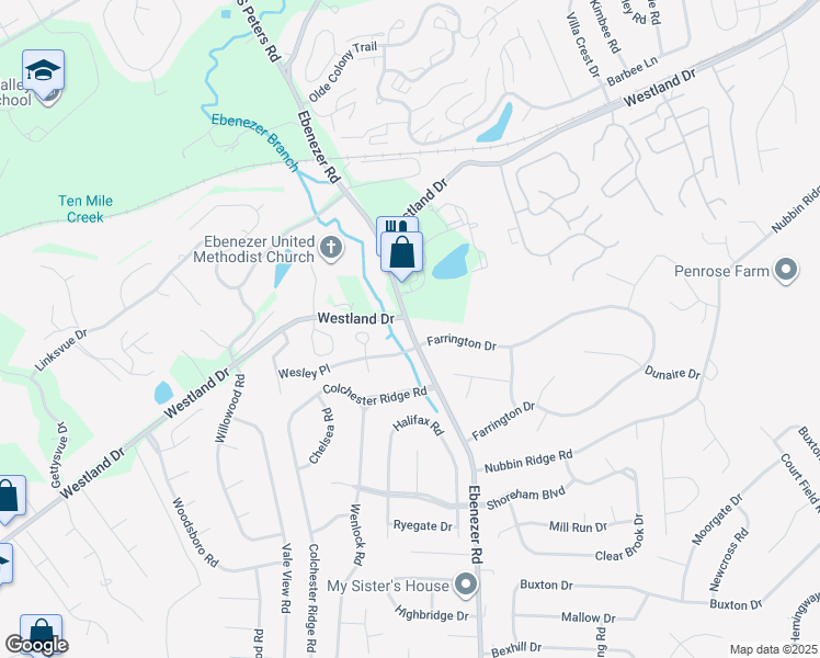 map of restaurants, bars, coffee shops, grocery stores, and more near Ebenezer Road in Knoxville