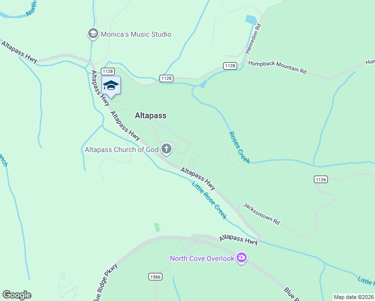 map of restaurants, bars, coffee shops, grocery stores, and more near 76 Robinson Road in Spruce Pine