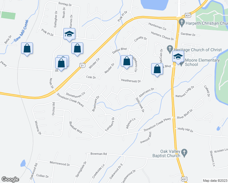 map of restaurants, bars, coffee shops, grocery stores, and more near 408 Strathmore Drive in Franklin