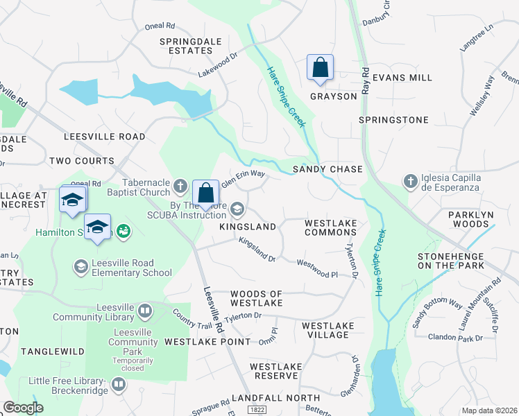 map of restaurants, bars, coffee shops, grocery stores, and more near 7929 Kingsland Drive in Raleigh