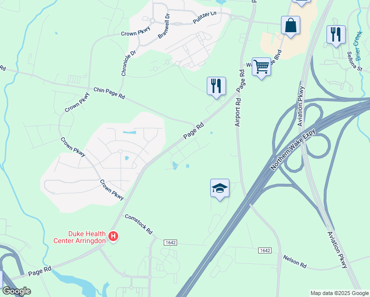 map of restaurants, bars, coffee shops, grocery stores, and more near 1106 Aberleigh Lane in Morrisville