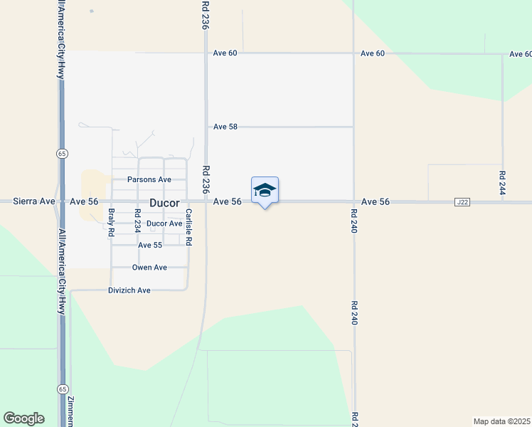 map of restaurants, bars, coffee shops, grocery stores, and more near 23761 Avenue 56 in Ducor