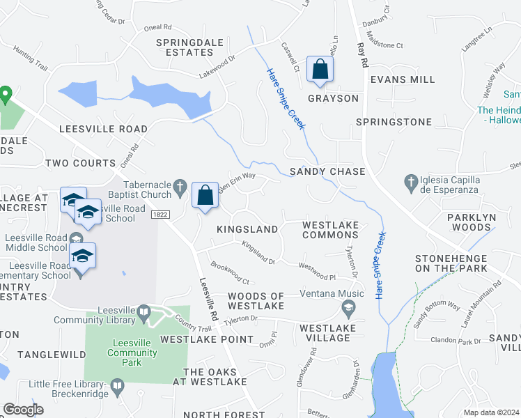 map of restaurants, bars, coffee shops, grocery stores, and more near 7929 Kingsland Drive in Raleigh