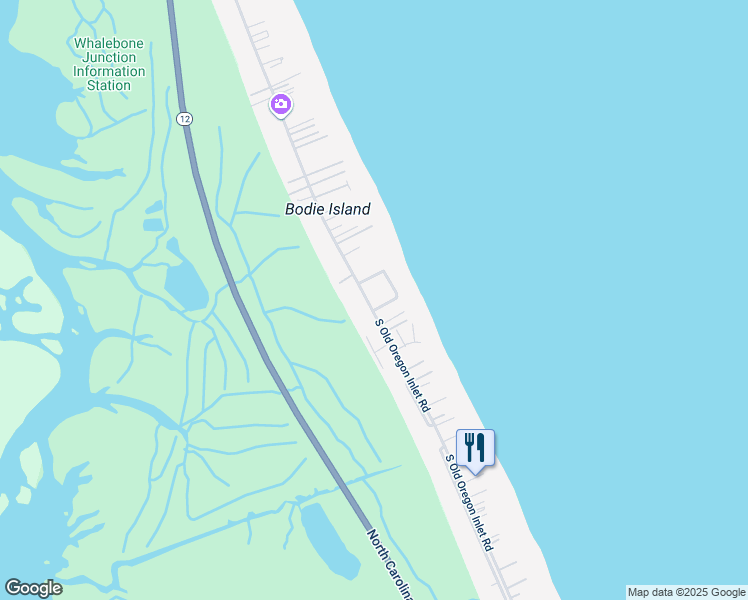 map of restaurants, bars, coffee shops, grocery stores, and more near 8634 South Old Oregon Inlet Road in Nags Head