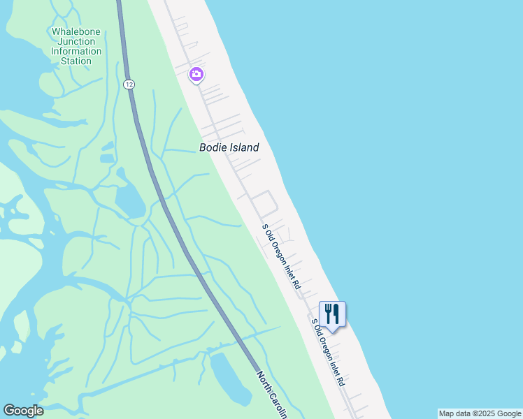map of restaurants, bars, coffee shops, grocery stores, and more near 8634 South Old Oregon Inlet Road in Nags Head