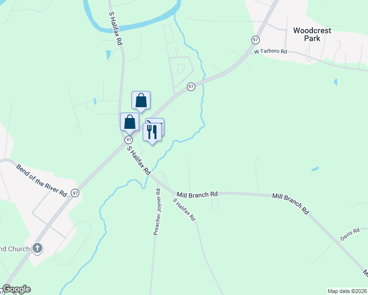 map of restaurants, bars, coffee shops, grocery stores, and more near 4800 Ashton Road in Rocky Mount