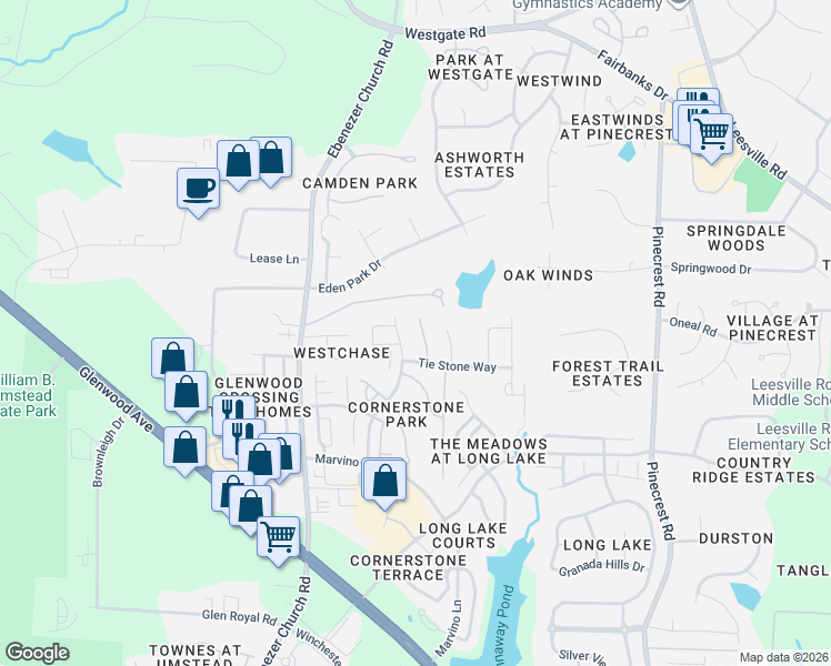 map of restaurants, bars, coffee shops, grocery stores, and more near 8441 Lunar Stone Place in Raleigh