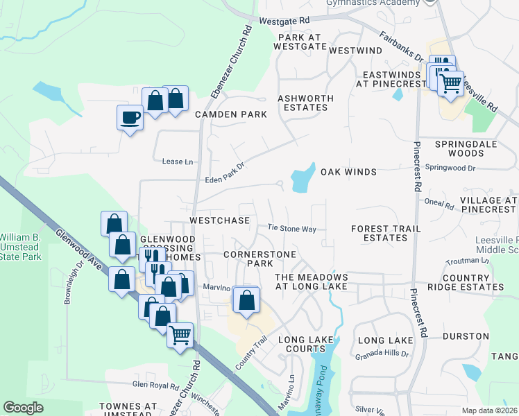 map of restaurants, bars, coffee shops, grocery stores, and more near 8441 Lunar Stone Place in Raleigh