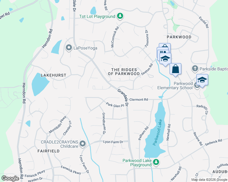 map of restaurants, bars, coffee shops, grocery stores, and more near 5135 Grandale Drive in Durham