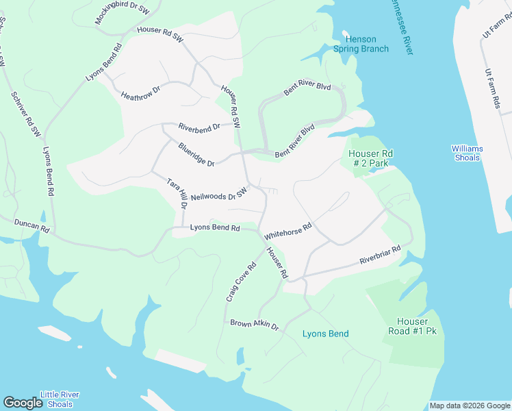 map of restaurants, bars, coffee shops, grocery stores, and more near 2215 Houser Road in Knoxville