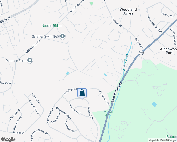 map of restaurants, bars, coffee shops, grocery stores, and more near 1316 Knightsbridge Drive in Knoxville