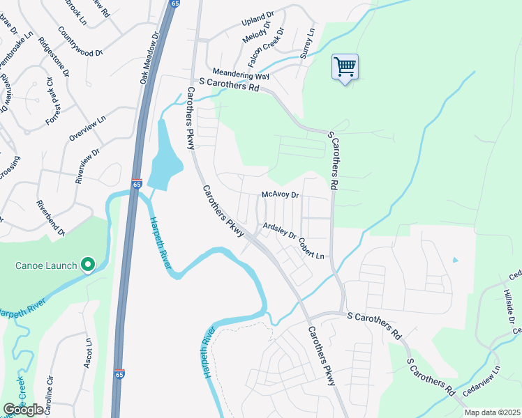 map of restaurants, bars, coffee shops, grocery stores, and more near 2081 McAvoy Drive in Franklin