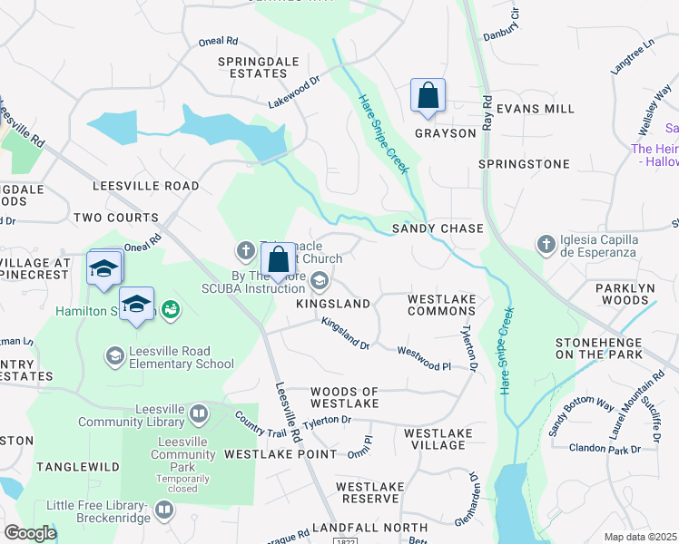 map of restaurants, bars, coffee shops, grocery stores, and more near 7925 Kingsland Drive in Raleigh