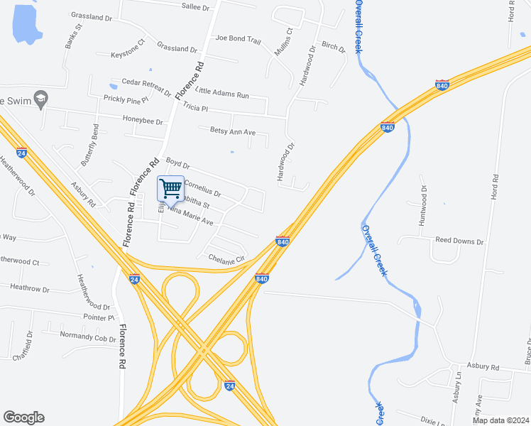 map of restaurants, bars, coffee shops, grocery stores, and more near 4854 Laura Jeanne Boulevard in Murfreesboro