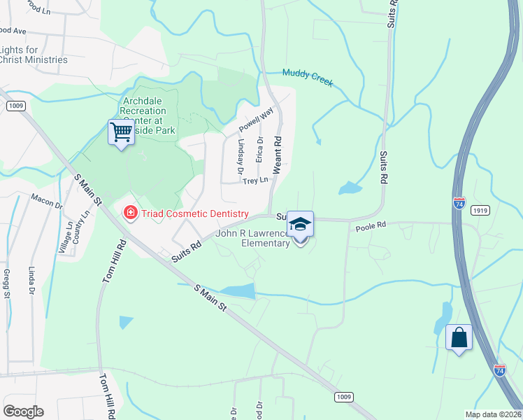 map of restaurants, bars, coffee shops, grocery stores, and more near 5891 State Road 1917 in High Point