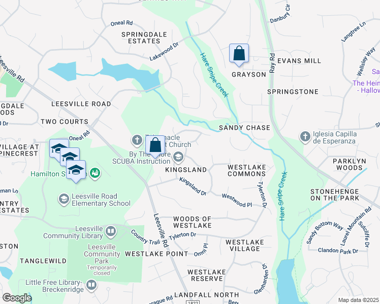 map of restaurants, bars, coffee shops, grocery stores, and more near 7925 Kingsland Drive in Raleigh