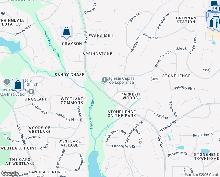 map of restaurants, bars, coffee shops, grocery stores, and more near 8123 Andrea Lane in Raleigh