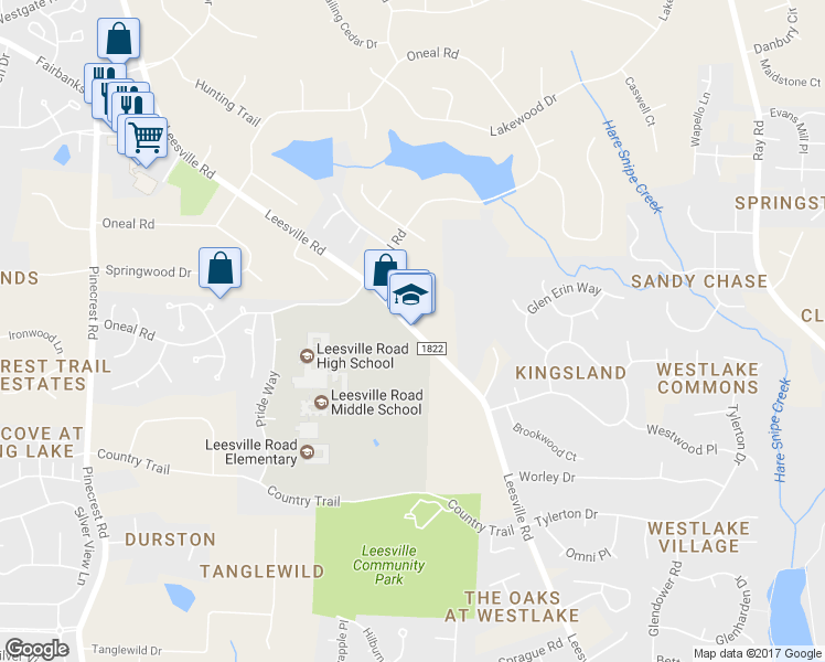 map of restaurants, bars, coffee shops, grocery stores, and more near 8405 Leesville Road in Raleigh